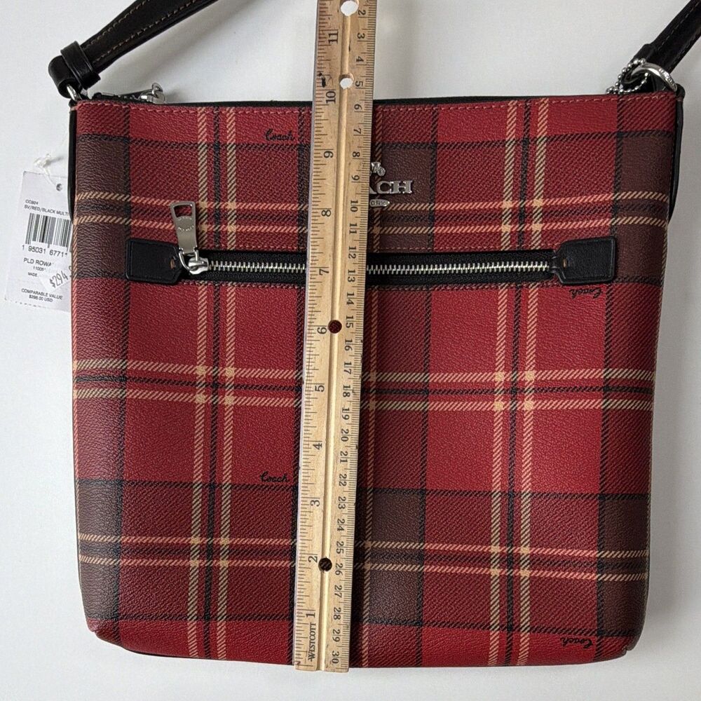 NWT Coach Rowan File Bag With Tartan Plaid Print CC924 Shoulder Women's Purse - Picture 4 of 9